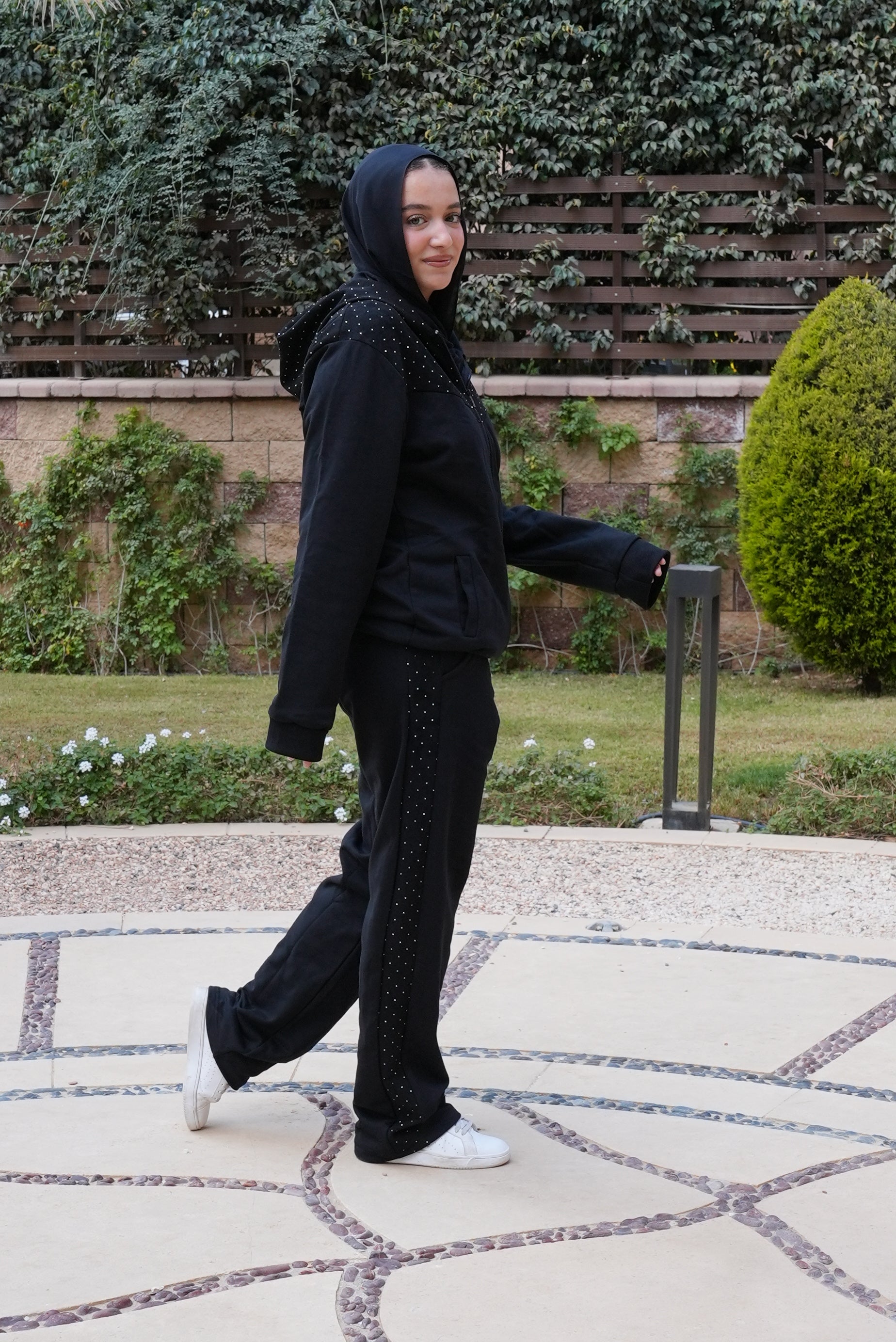 Black Winter Set with Strass for women