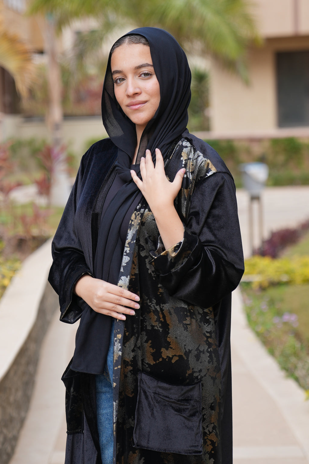 Black Metallic Kaftan