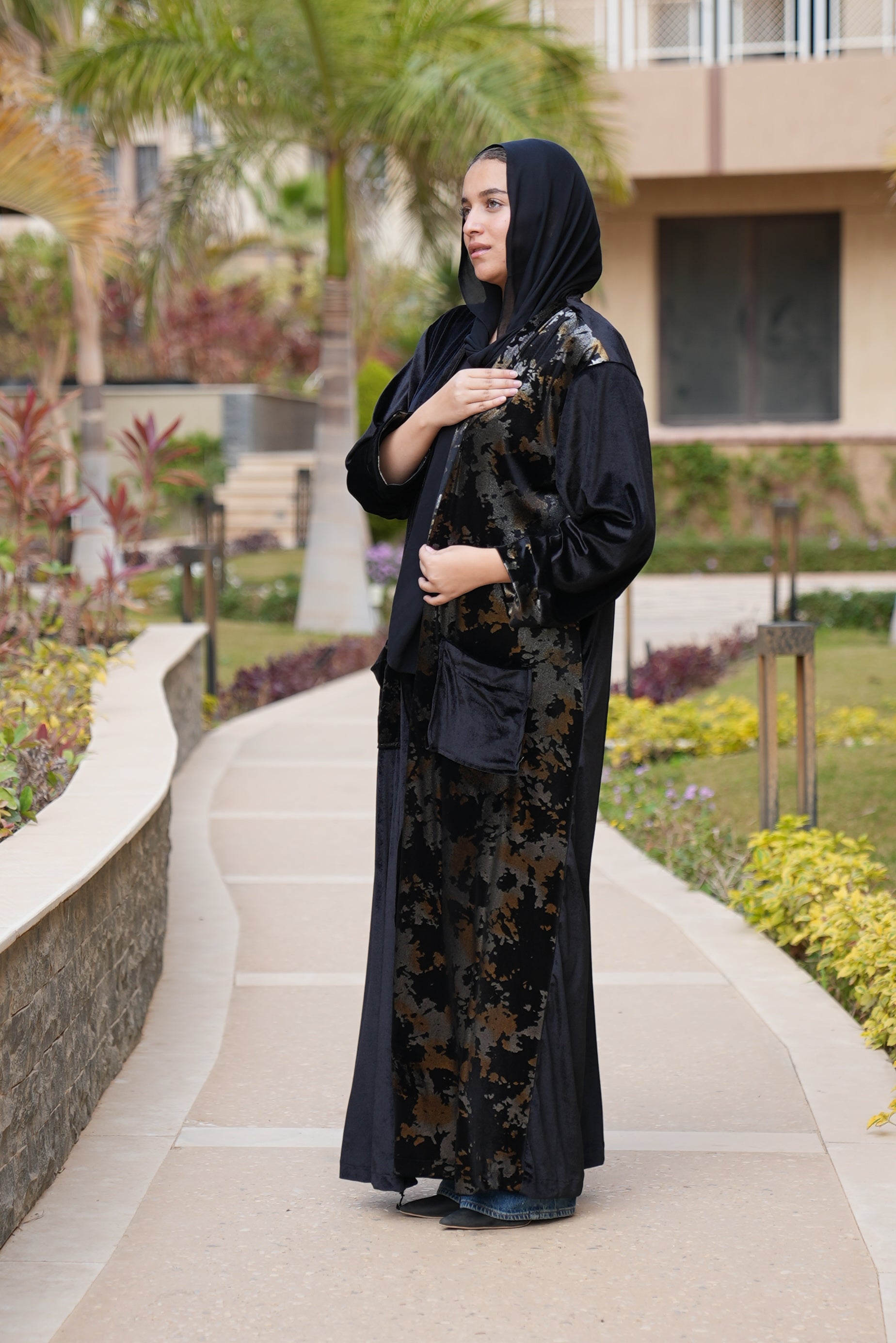 Black Metallic Kaftan
