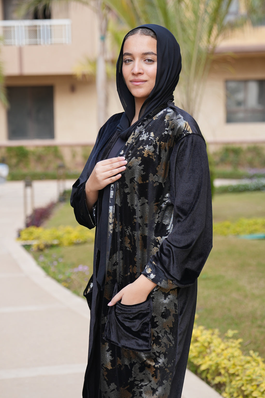 Black Metallic Kaftan
