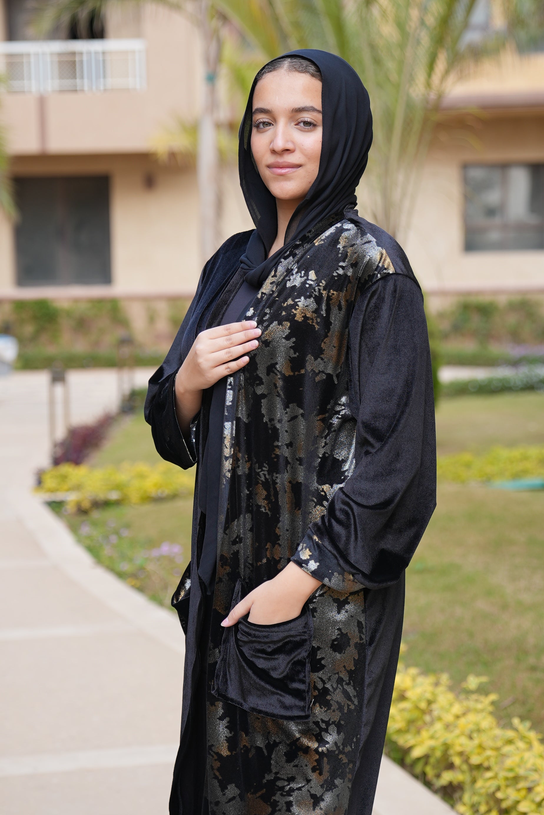 Black Metallic Kaftan